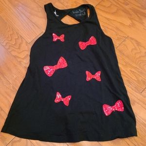 Disney Parks Girls Sequin Minnie Mouse Bows Tank Top with Back Cut Out Sz L
